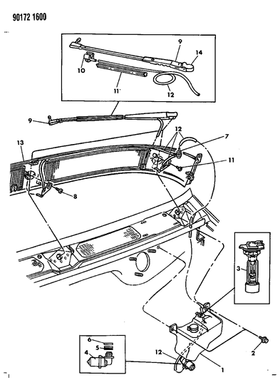 1990 Chrysler Town & Country Windshield Washer System Diagram