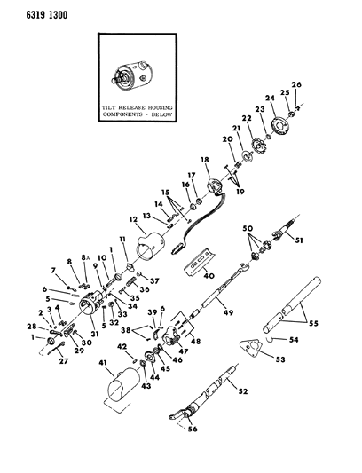 1986 Dodge D150 Column, Steering, Tilt (Release Housing) Diagram