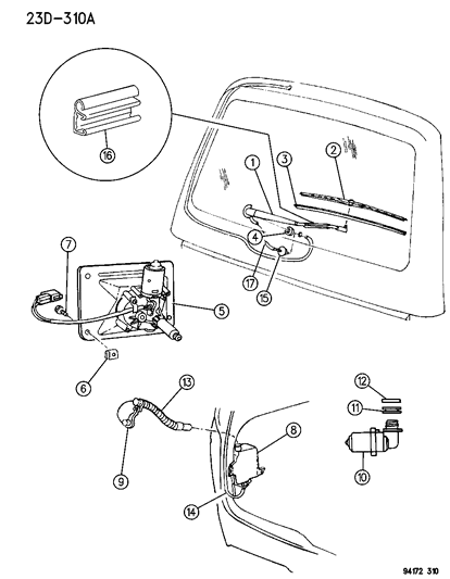 1994 Chrysler Town & Country Rear Wiper & Washer Diagram