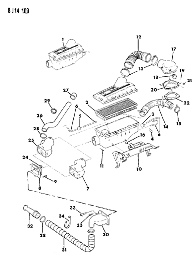1990 Jeep Wrangler Element, Air Cleaner Diagram for 53002184