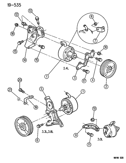 1996 Chrysler Town & Country Pump Assembly & Mounting Diagram
