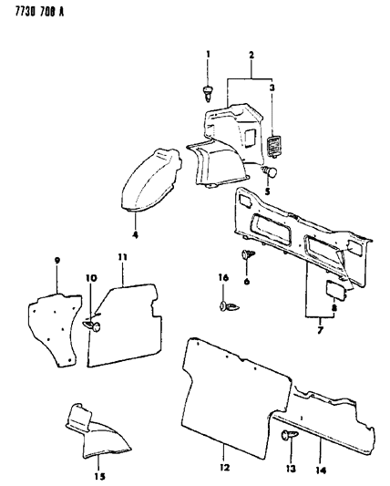 1987 Dodge Colt Trunk Trim Diagram