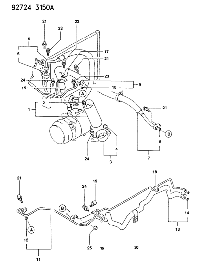 1994 Dodge Colt Plumbing - A/C Diagram 1