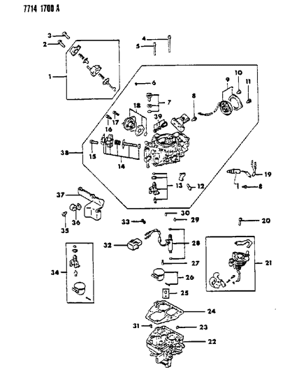 1988 Dodge Raider Carburetor Inner Parts Diagram