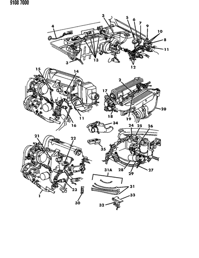 1989 Dodge Spirit Wiring - Engine - Front End & Related Parts Diagram