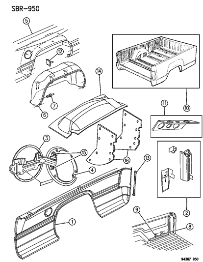 1994 Dodge Ram 3500 Box-Up Box 8 FT. Diagram for 4762224