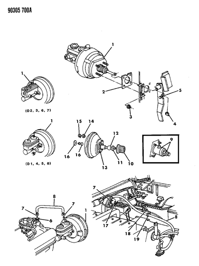 1992 Dodge Ramcharger Booster - Power Brake Diagram