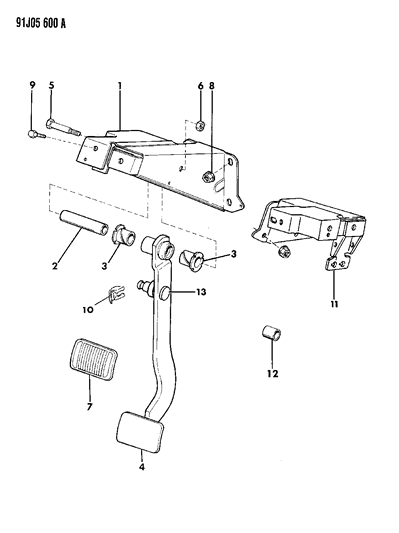 1993 Jeep Grand Cherokee Cover-Pedal Diagram for 52078540