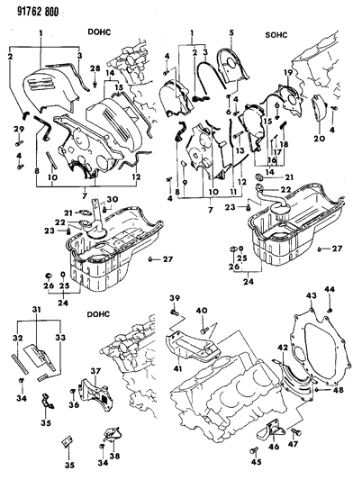 1991 Dodge Stealth Oil Pan & Timing Belt Cover Diagram 3
