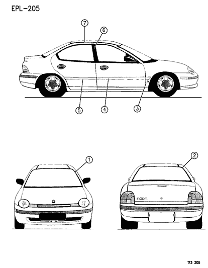 1996 Dodge Neon Mouldings & Ornamentation Diagram 2