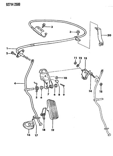 1992 Dodge Colt Accelerator Linkage & Pedal Diagram 4