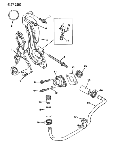 1986 Dodge Omni Water Pump & Related Parts Diagram 2