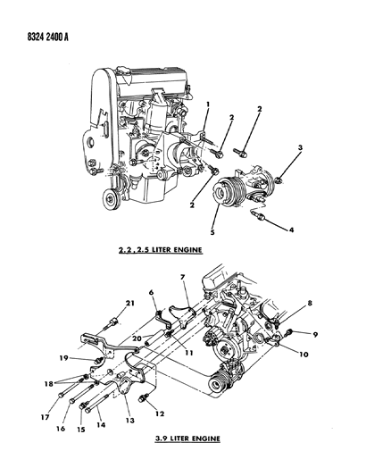 1988 Dodge Dakota Mounting - A/C Compressor Diagram