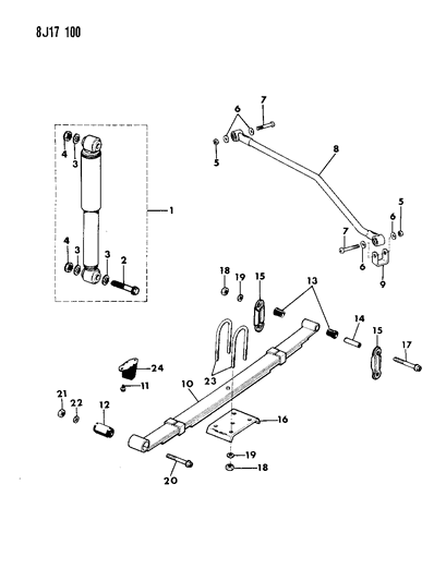1987 Jeep Wrangler Suspension - Rear With Shock Absorber Diagram
