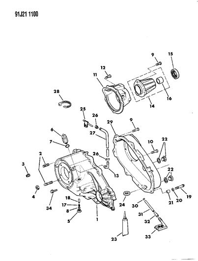 1992 Jeep Wrangler Case, Extension & Miscellaneous Parts Diagram 2