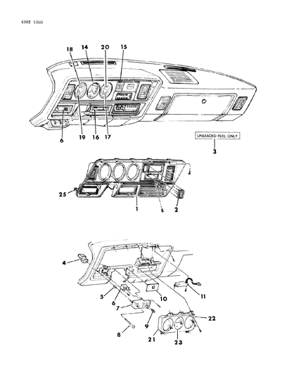1985 Dodge W150 Instrument Panel Cluster & Switches Diagram