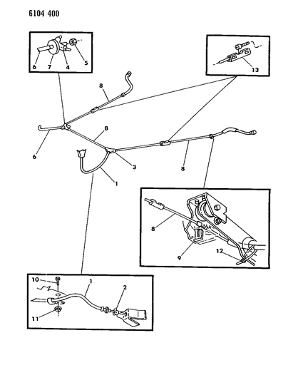 1986 Chrysler Laser Cables, Parking Brake Diagram