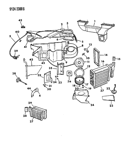 1989 Dodge Aries Air Conditioning & Heater Unit Diagram