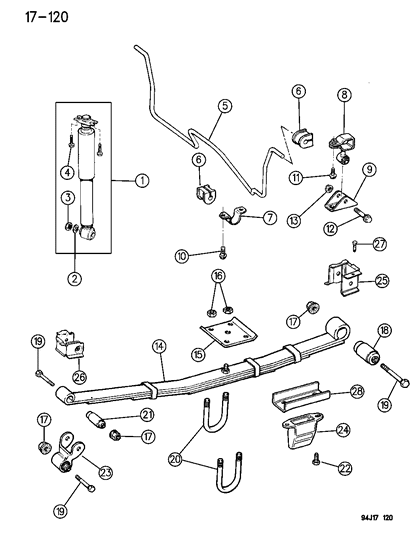 1996 Jeep Cherokee Suspension - Rear With Shock Absorber Diagram