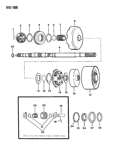 1989 Dodge Diplomat Gear Train & Output Shaft Diagram 1