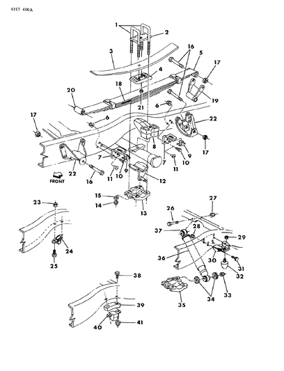 1984 Dodge D350 Suspension - Rear Leaf With Auxiliary & Shock Diagram 2
