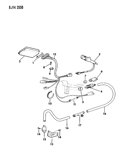1988 Jeep J20 Speed Control, Instrument Panel Components Diagram