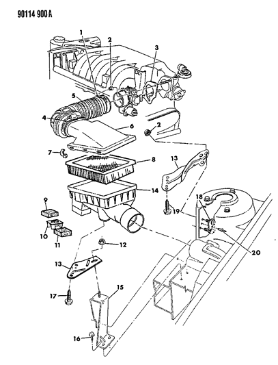 1990 Chrysler New Yorker Throttle Body To Intake Gasket Diagram for 4300071