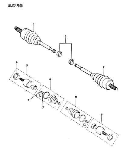 1985 Jeep Wagoneer Shafts - Front Axle Diagram 4