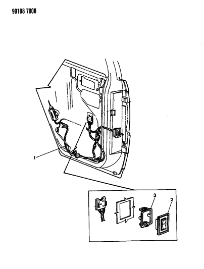 1990 Dodge Shadow Wiring & Switches - Rear Door Diagram