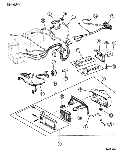 1994 Jeep Cherokee Snow Plow Operating Controls & Switches Diagram