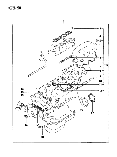 1990 Dodge Ram 50 Engine Gasket Sets Diagram 2