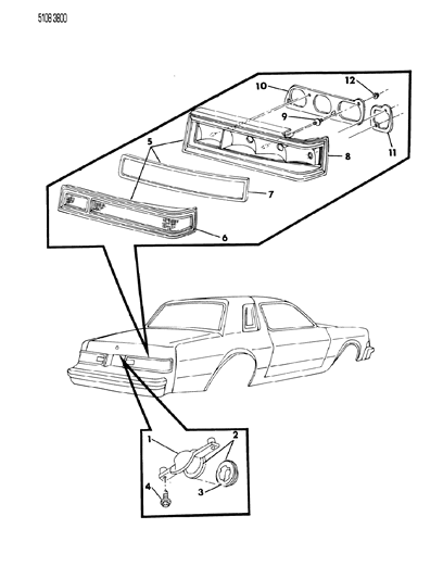 1985 Dodge Diplomat Lamps & Wiring - Rear Diagram