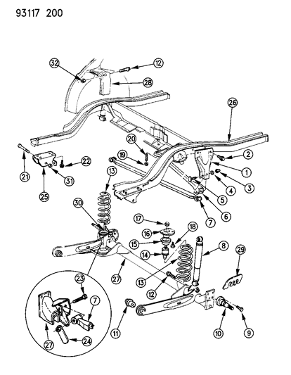 1993 Chrysler LeBaron Suspension - Rear Diagram