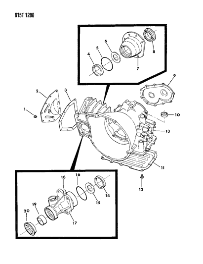 1988 Dodge Shadow Case, Extension And Retainer Diagram