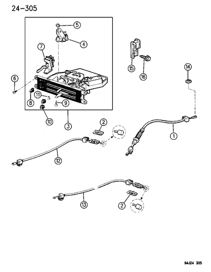 1994 Jeep Wrangler Controls, Heater & Fresh Air Diagram