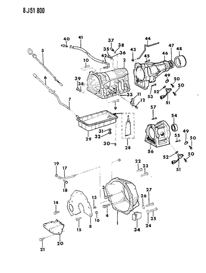1989 Jeep Wagoneer Case, Extension & Miscellaneous Parts Diagram