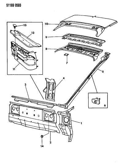 1991 Dodge Daytona Liftgate Opening Panel Diagram
