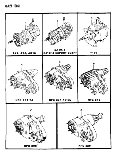 1989 Jeep Comanche Manual Transmission And Transfer Case Assemblies Diagram