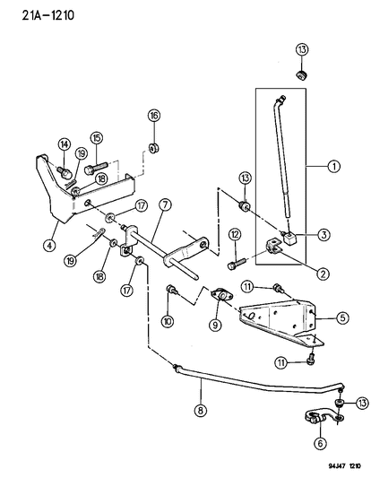 1994 Jeep Wrangler Rod Selector Lever To TORQ Diagram for 53008530