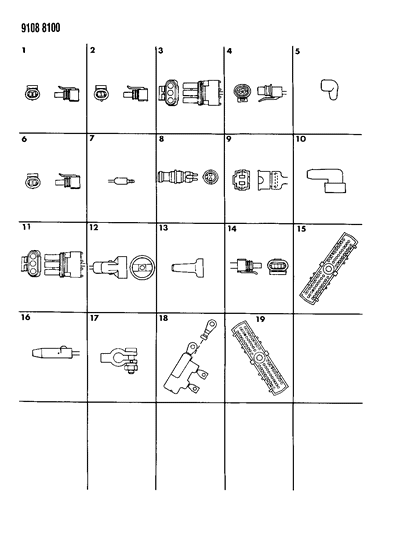 1989 Chrysler TC Maserati Wiring - Engine & Front End Insulators - Molds - Connectors Diagram