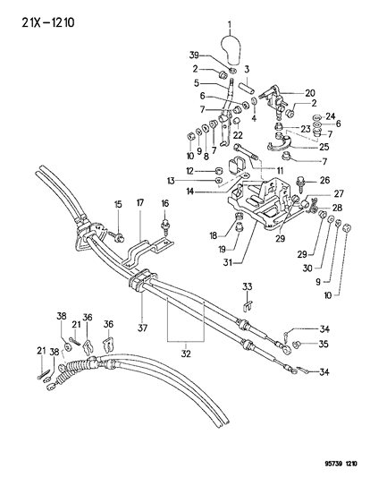 1995 Dodge Stealth Knob-Gearshift Lever Diagram for MR166531