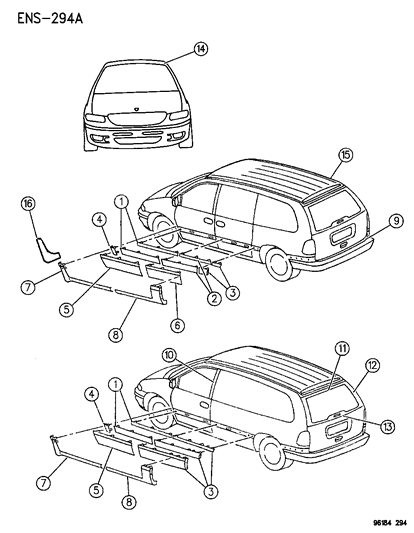 1996 Dodge Caravan Mouldings Diagram