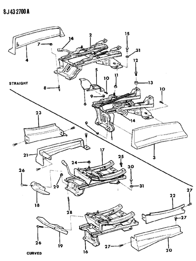 1989 Jeep Wagoneer Tracks - Less Power Seats Bucket Seat Diagram