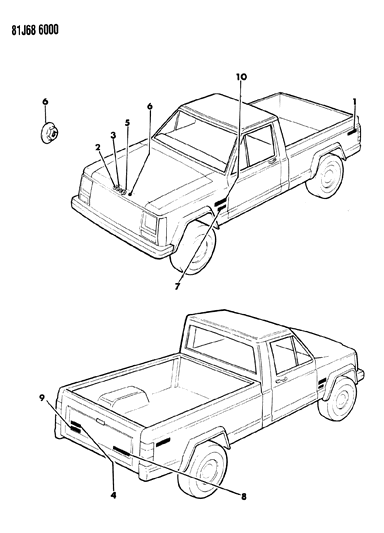 1986 Jeep Comanche Nameplates Diagram