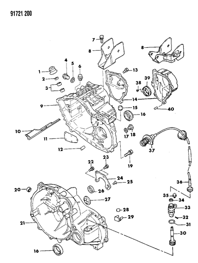 1991 Dodge Colt Case & Miscellaneous Parts Diagram