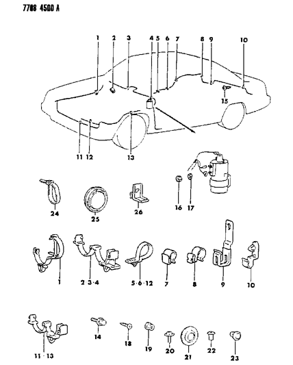 1987 Dodge Colt Attaching Parts - Wiring Harness Diagram