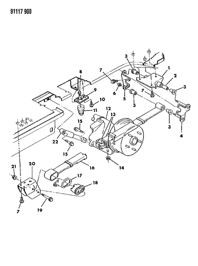 1991 Chrysler Town & Country Suspension - Rear Diagram 1