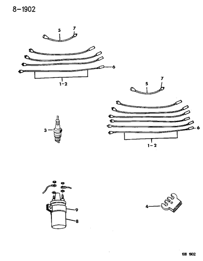 1996 Chrysler Town & Country Spark Plugs, Ignition Cables And Coils Diagram