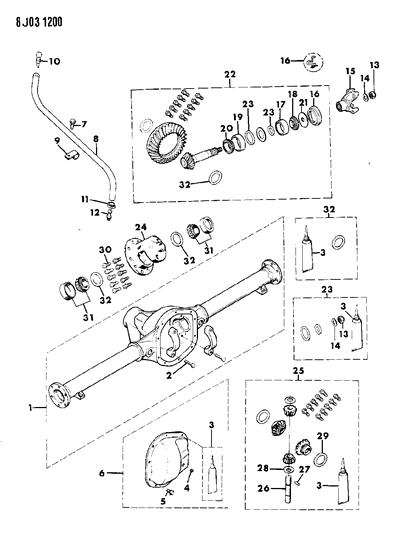 1988 Jeep Grand Wagoneer Housing & Differential, Rear Axle Diagram 2
