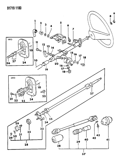 1991 Dodge Ram 50 Column, Steering Diagram